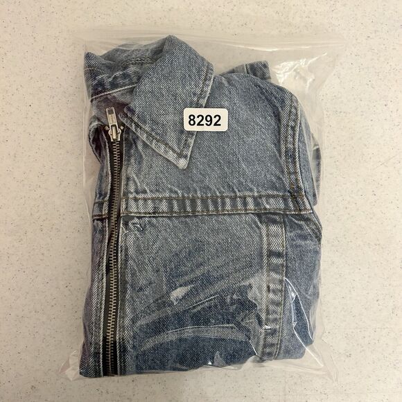 J. Galt Crop Jean Jacket Distressed Light Wash Denim Womens Small‎ Full Zip Blue - Picture 11 of 11